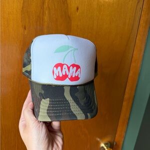 Mama Cherry Camo Trucker Hat - Green/Red